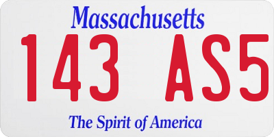 MA license plate 143AS5