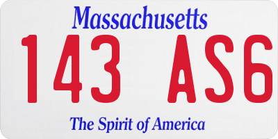 MA license plate 143AS6