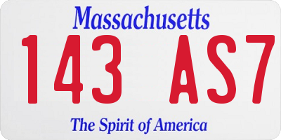 MA license plate 143AS7