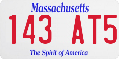 MA license plate 143AT5