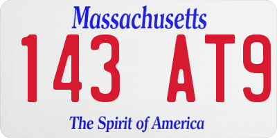 MA license plate 143AT9