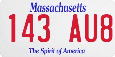 MA license plate 143AU8