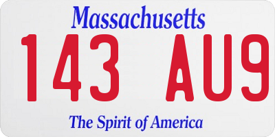MA license plate 143AU9