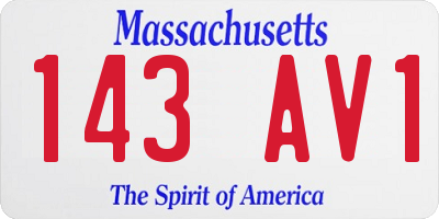 MA license plate 143AV1