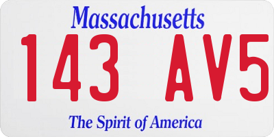 MA license plate 143AV5