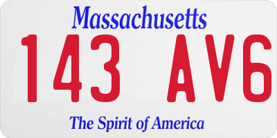 MA license plate 143AV6