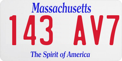 MA license plate 143AV7