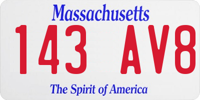 MA license plate 143AV8