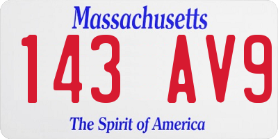 MA license plate 143AV9