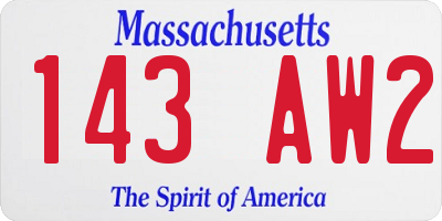 MA license plate 143AW2