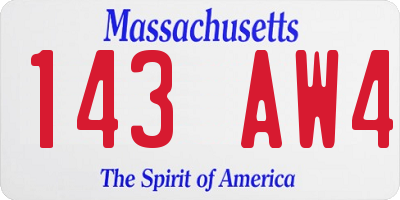 MA license plate 143AW4