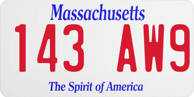 MA license plate 143AW9