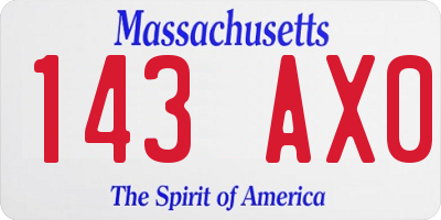 MA license plate 143AX0