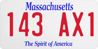 MA license plate 143AX1