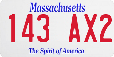 MA license plate 143AX2
