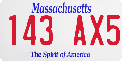 MA license plate 143AX5
