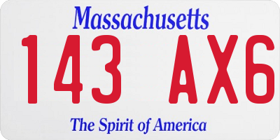 MA license plate 143AX6