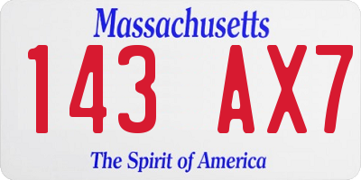 MA license plate 143AX7