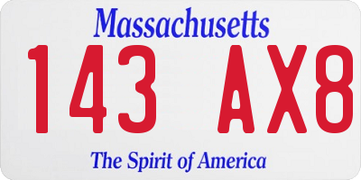 MA license plate 143AX8