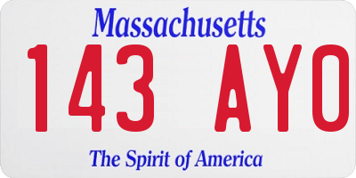 MA license plate 143AY0