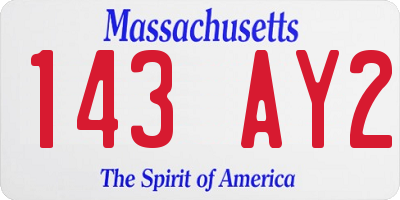 MA license plate 143AY2