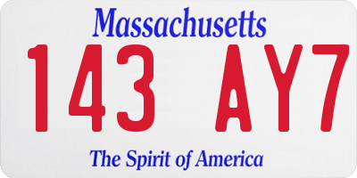 MA license plate 143AY7