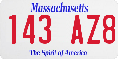 MA license plate 143AZ8