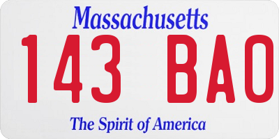 MA license plate 143BA0