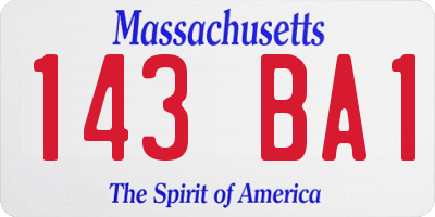 MA license plate 143BA1