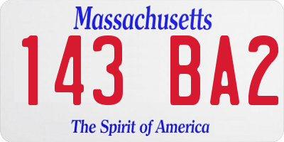 MA license plate 143BA2