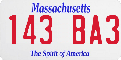 MA license plate 143BA3