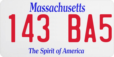 MA license plate 143BA5
