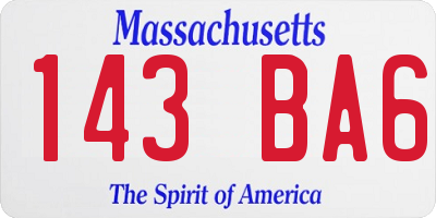 MA license plate 143BA6