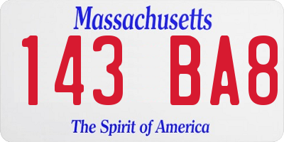 MA license plate 143BA8