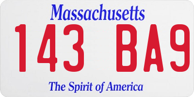 MA license plate 143BA9