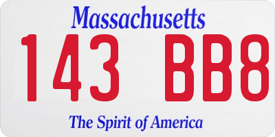 MA license plate 143BB8