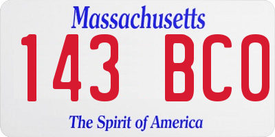 MA license plate 143BC0