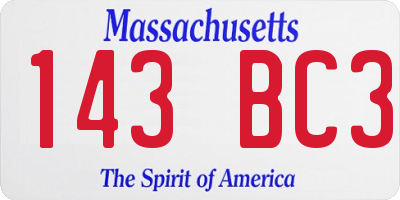 MA license plate 143BC3
