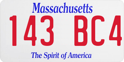 MA license plate 143BC4