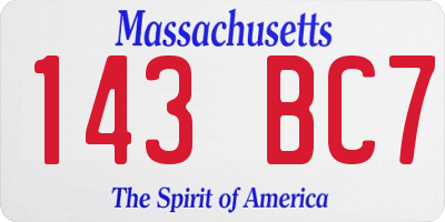 MA license plate 143BC7