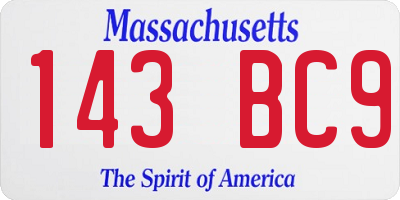 MA license plate 143BC9