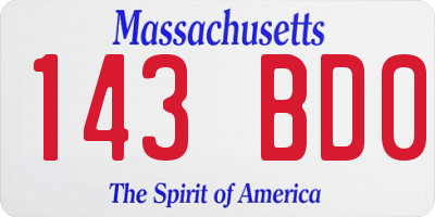 MA license plate 143BD0