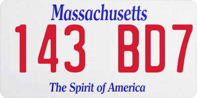 MA license plate 143BD7