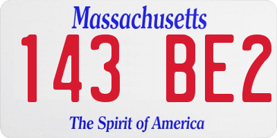 MA license plate 143BE2