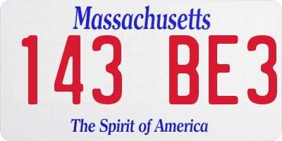 MA license plate 143BE3