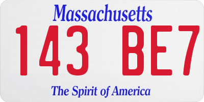 MA license plate 143BE7