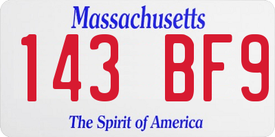 MA license plate 143BF9