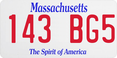 MA license plate 143BG5