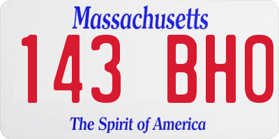 MA license plate 143BH0