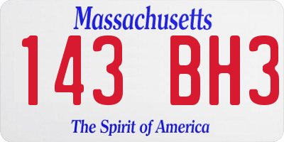 MA license plate 143BH3